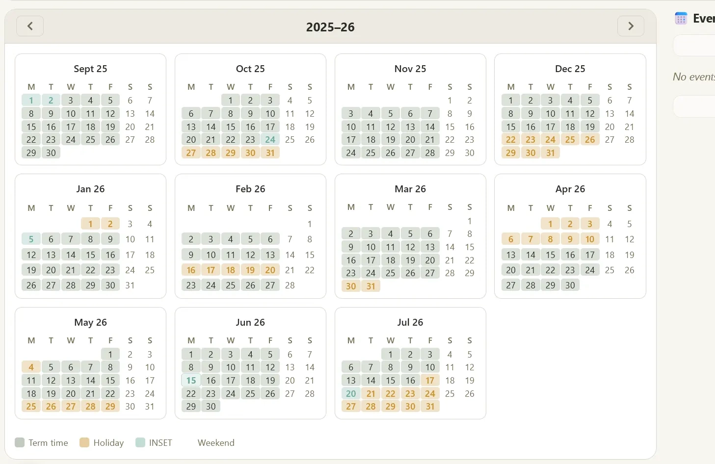 School calendar showing a term-aware task deadline
